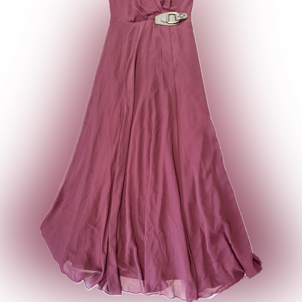 NWT Ralph Lauren Buckle Trim Georgette Halter Gown - Picture 6 of 11